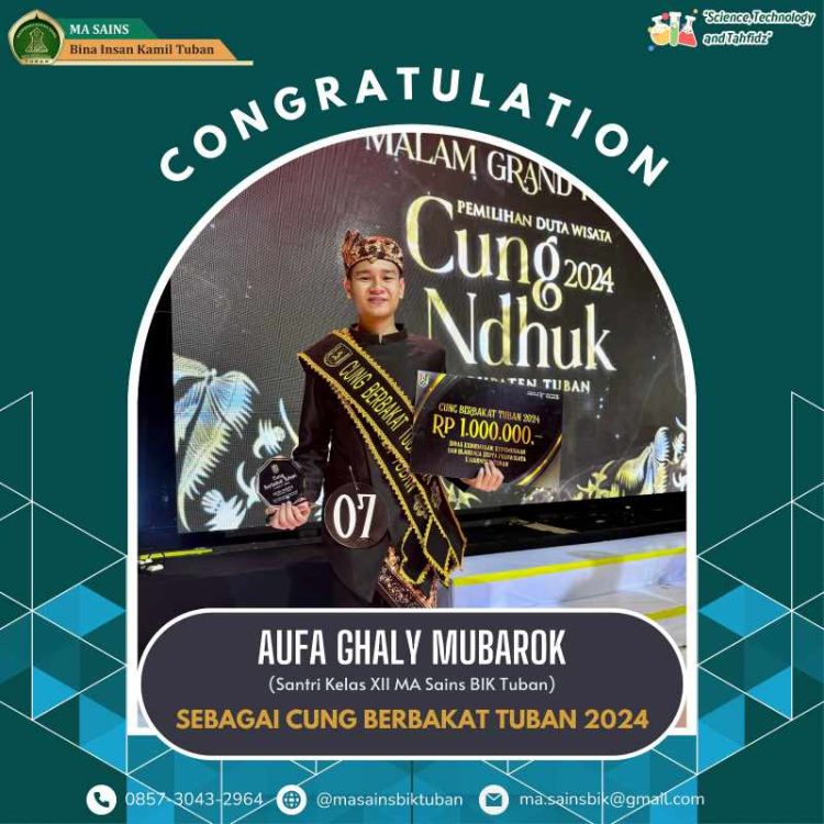 Murid MA Sains Bina Insan Kamil Tuban Cung Nduk Berbakat 2024