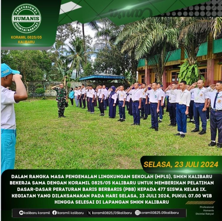 SMKN Kalibaru Gelar Pelatihan PBB Bersama Koramil untuk Siswa Baru