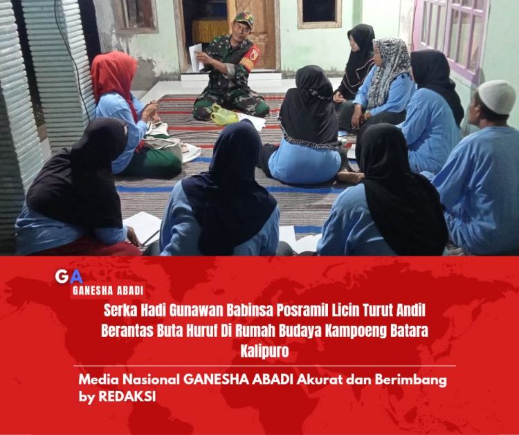 Serka Hadi Gunawan Babinsa Posramil Licin Turut Andil Berantas Buta Huruf Di Rumah Budaya Kampoeng Batara Kalipuro