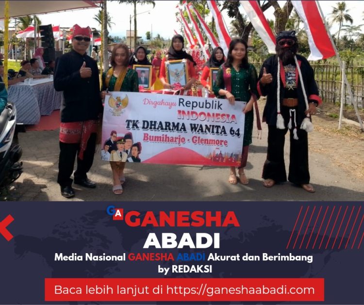 TK Dharma Wanita 64 Bersama Kades Turut Meriahkan Karnaval HUT RI ke-79 di Desa Bumiharjo