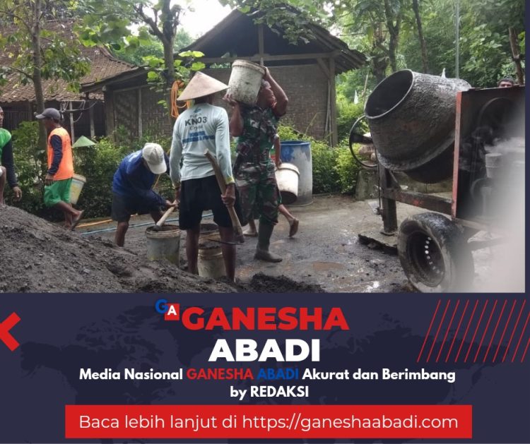 Pererat Silaturahmi, Babinsa Bantu Pengecoran Jalan