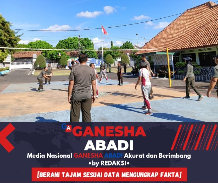 Anggota Makodim 0825 Banyuwangi Gelar Olahraga Voli