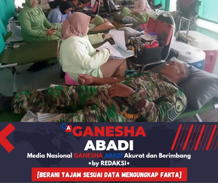 Anggota Koramil Gambiran Donor Darah Sambut HUT TNI Ke-79 di Banyuwangi