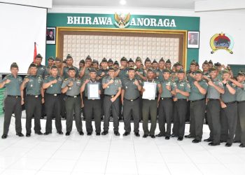 Dandim 0825/Banyuwangi Pimpin Upacara Sertijab Perwira Staf Dan Pelepasan Purna Tugas Anggota