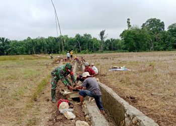 Babinsa Koramil Haruyan Bantu Tingkatkan Produktivitas Pertanian dengan Bangun Saluran Irigasi