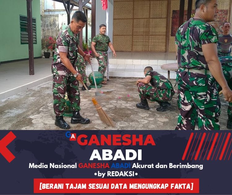 Kerja Bakti Anggota Koramil 0825/12 Rogojampi Banyuwangi