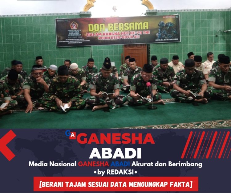 Dandim Boyolali Pimpin Doa Bersama Dalam Rangka HUT ke 79 TNI
