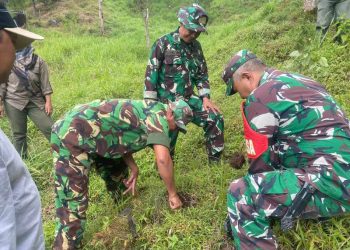 Koramil Selo Lakukan Perawatan Dan Penanaman Pohon di Tuk Babon