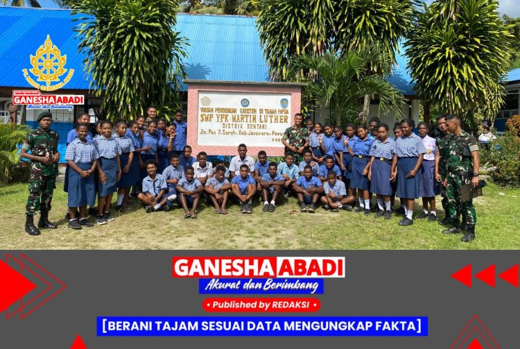 Yonif 751/VJS Tanamkan Jiwa Nasionalisme di SMP YPK Martin Luther Sentani