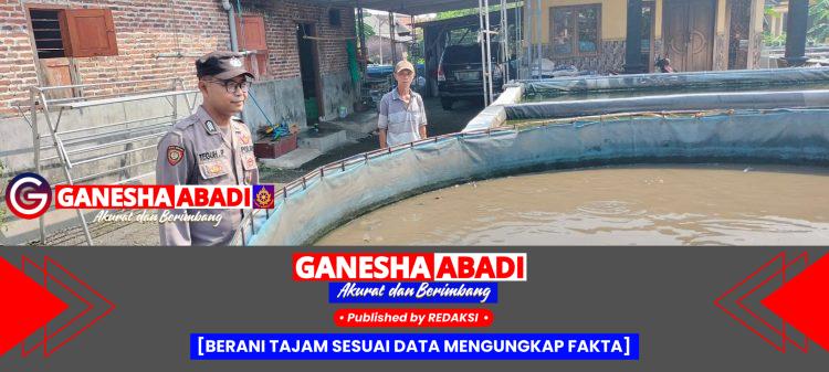 Bhabinkamtibmas Polsek Tarik Polresta Sidoarjo Tinjau Budidaya Ikan Lele, Dorong Pemanfaatan Lahan Sempit