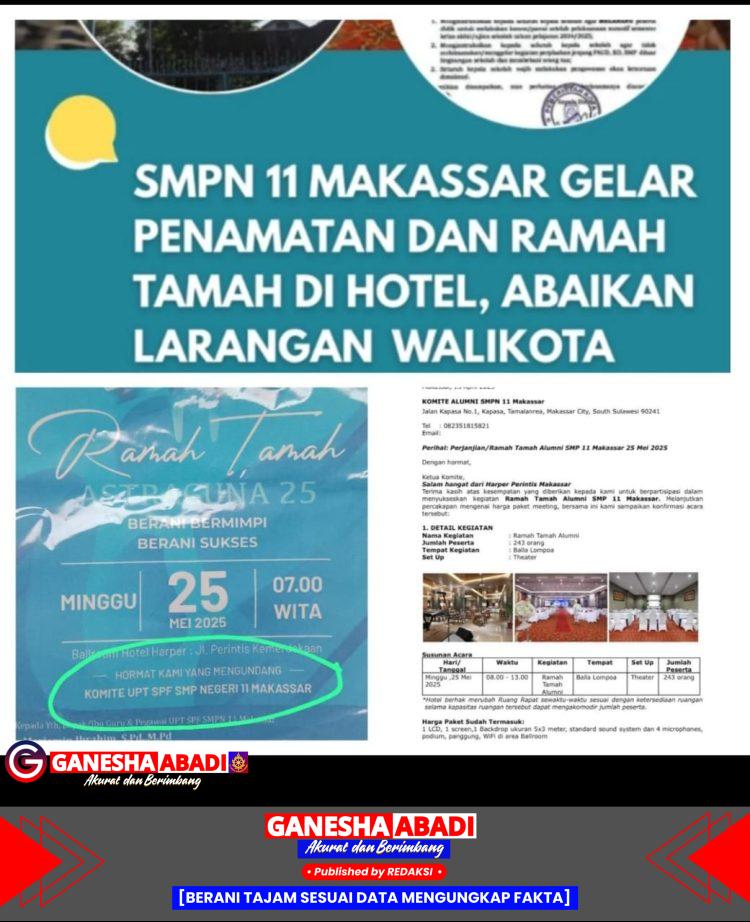 Pihak SMPN 11 Makassar Bantah Gelar Ramah Tamah di Hotel Harper, Tegaskan Hanya Undangan
