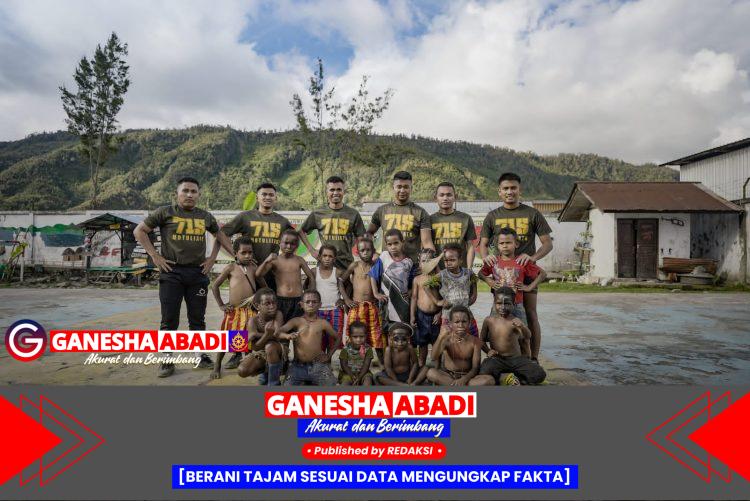 Satgas Yonif 715/Mtl Kembangkan Bakat Anak Papua Lewat Sepak Bola di Puncak Jaya