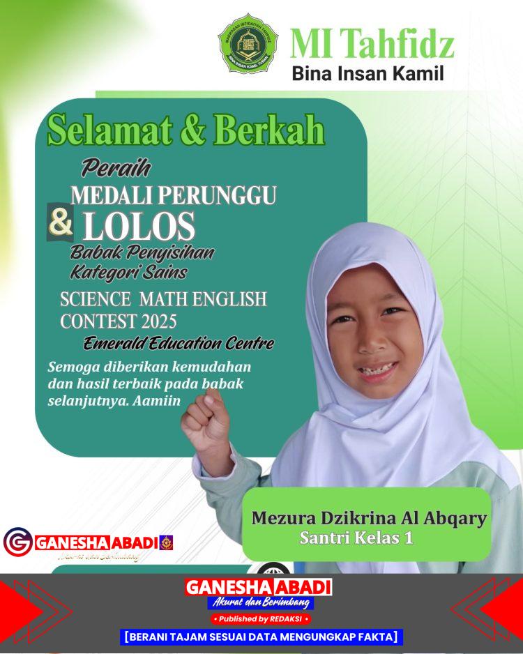 Murid Kelas 1 MI Tahfidz BIK Tuban Raih Medali Nasional di Ajang Sains, Matematika, dan Bahasa Inggris
