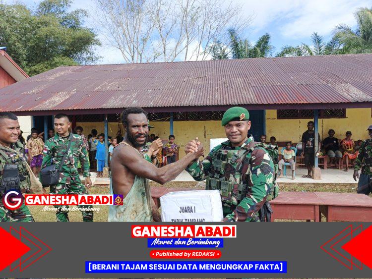 Satgas Pamtas Yonif 126/KC Gelar Panjat Pinang di Kampung Umap, Simbol Perjuangan Kemerdekaan