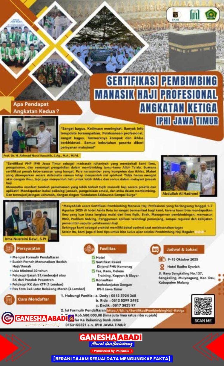 IPHI Jawa Timur Gelar Sertifikasi Pembimbing Manasik Haji Profesional Angkatan Ketiga