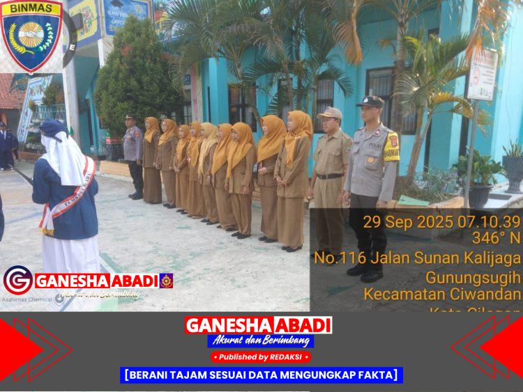 Kanit Intelkam Bersama Bhabinkamtibmas Polsek Ciwandan Kunjungan Dan Sambang Ke SMP N 9 Kota Cilegon.