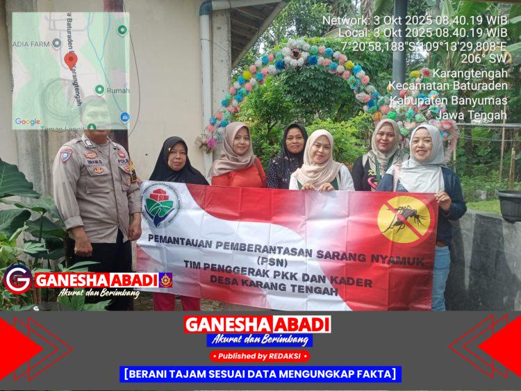 Bersama Pemdes, Polsek Baturraden Polresta Banyumas Gelar Pemberantasan Sarang Nyamuk Di Desa Karangtengah