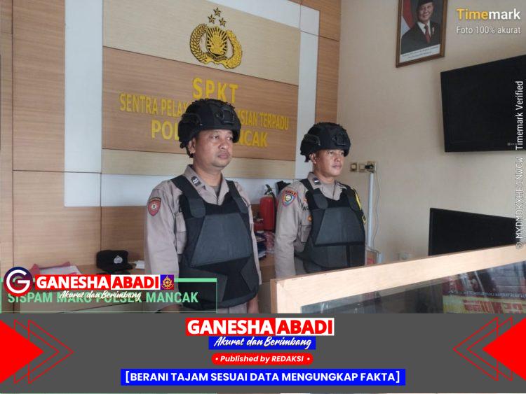 Amankan Markas, Personel Polsek Mancak Laksanakan Sispam Mako