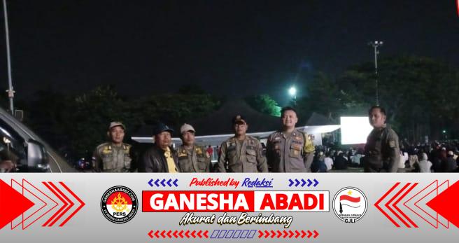 polsek Purwakarta Pimpin Pengamanan Nobar Kualifikasi Piala Dunia Indonesia vs Arab Saudi di Alun-alun Cilegon