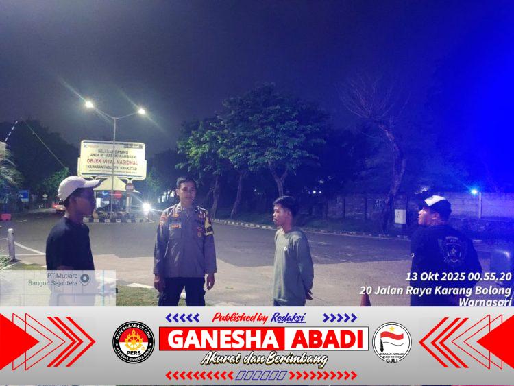 Personil Polsek Ciwandan Gelar Blue Light Patrol, Pastikan Sitkamtibmas Malam Hari Kondusif