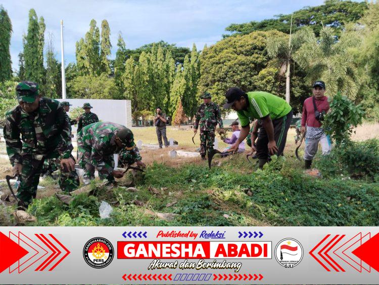 Semangat Juang Tak Pernah Pudar: Prajurit Kodim 0825/Banyuwangi Gelar Karya Bhakti Bersihkan Makam Pahlawan Jelang Hari Pahlawan 2025