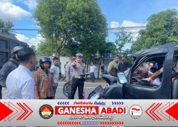 Tabrakan Depan – Belakang di Selogiri Dua Orang Luka Ringan , Satlantas Polres Wonogiri Lakukan Penanganan Cepat