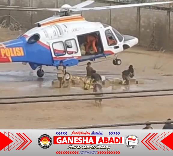 Terjang Risiko Ekstrem, Helikopter Poludara Baharkam Polri Berhasil Mendaratkan Bantuan di Tengah Kepungan Banjir Aceh Tamiang