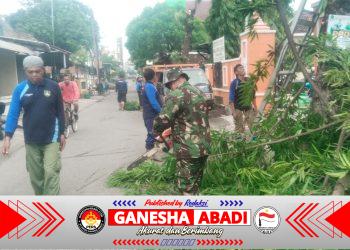 Babinsa Joyotakan Bersama Saberling Gelar Kerja Bakti, Antisipasi Penyakit dan Pohon Tumbang di Musim Hujan