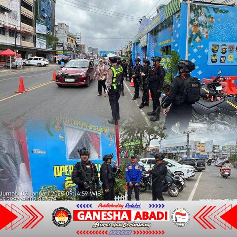 Patroli Dialogis Brimob Polda Sumsel Amankan Libur Tahun Baru 2026 di Lubuklinggau dan Musi Rawas
