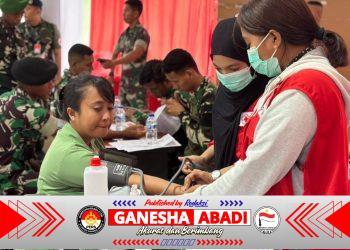 Persit KCK Cabang XXXV Kodim 1710/Mimika Gelar Donor Darah Peringati HUT Ke-80