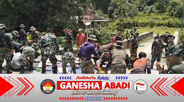 Tidak Lupakan Tradisi, Warga Dan TNI Menggelar Kenduren Sambut Bulan Ramadhan Dilokasi TMMD 127