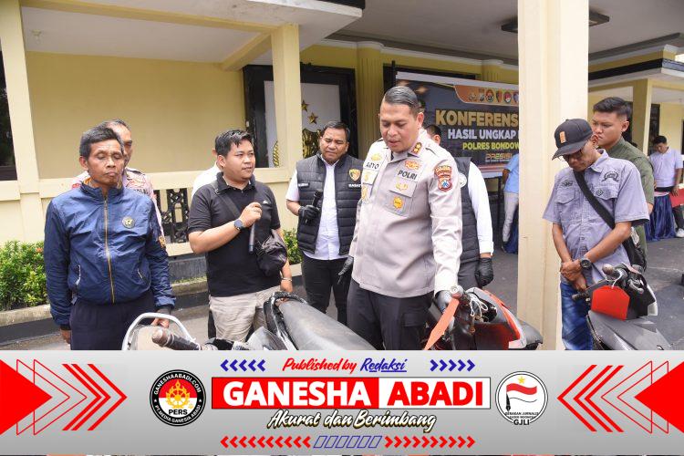 Polres Bondowoso Ungkap Curanmor Amankan 3 Tersangka dan 11 Unit Motor