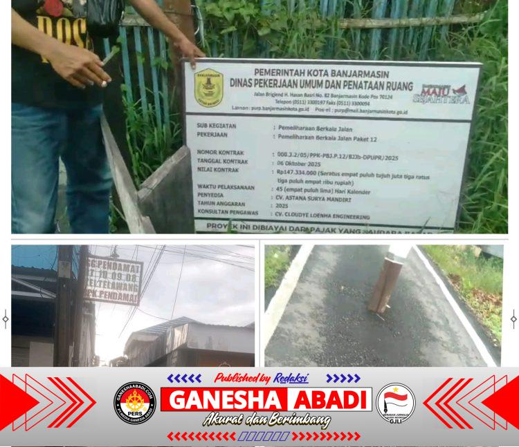 Dinas PUPR Banjarmasin Disorot: Proyek Jalan Paket 12 Diduga Asal Jadi, Kabid Bina Marga Bungkam Dikonfirmasi