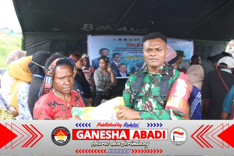 TNI dan Bulog Bersinergi, Hadirkan Program Pangan Murah Beras Dukung Swasembada Pangan di Kab. Puncak Jaya