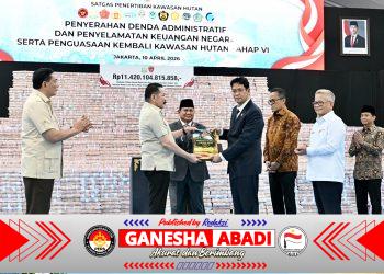 Panglima TNI Dampingi Presiden RI Saksikan Penyerahan Denda Administratif dan Penyelamatan Keuangan Negara Tahap VI