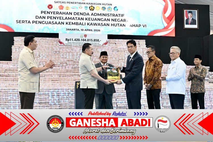 Panglima TNI Dampingi Presiden RI Saksikan Penyerahan Denda Administratif dan Penyelamatan Keuangan Negara Tahap VI