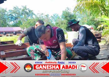 Satgas TMMD Bangun Fasilitas 5 Unit MCK Umum untuk Warga Kampung Keakwa