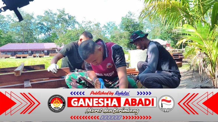 Satgas TMMD Bangun Fasilitas 5 Unit MCK Umum untuk Warga Kampung Keakwa