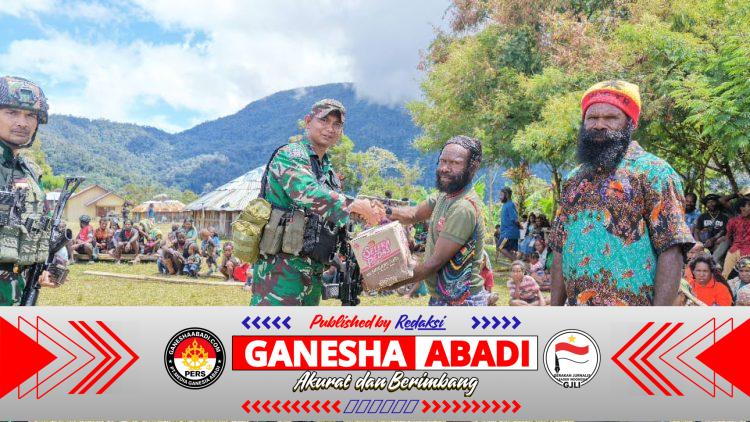 Kodim 1714/Puncak Jaya Peduli Pengungsi dan Salurkan Bantuan Kemanusiaan di Kampung Tirineri