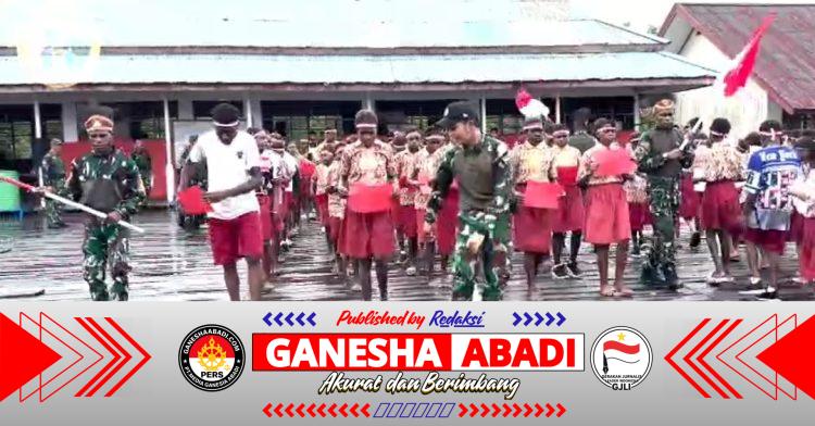 Koops TNI Habema Gelar Bhakti Pertiwi Hardiknas 2026 di SDN 1 Pomako
