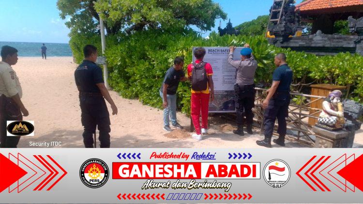 Sat Polairud Polresta Denpasar Perkuat Pengamanan Pantai Nusa Dua, Pasang Banner “Beach Safety” dan Bendera Larangan Berenang