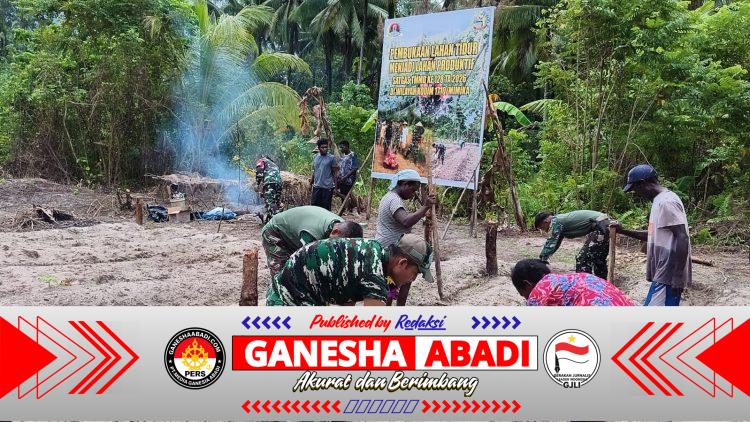 Manfaatkan Lahan Tidur, Satgas TMMD Ke-128 Kodim 1710/Mimika Tanam Jagung Bersama Warga