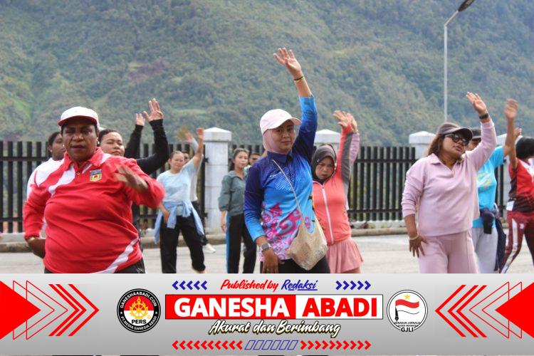 Kodim 1714/Puncak Jaya Bersama Pemda Laksanakan Jumat Sehat Yang Penuh Berkah
