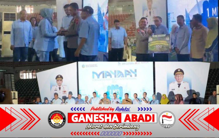 Peringatan May Day Kondusif,  Kapoldasu Sumbang Hadiah Motor 