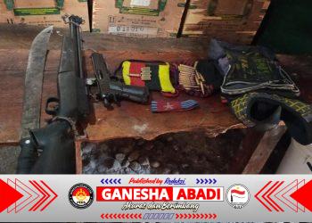 Tim Patroli Pengintaian Koops TNI Habema Berhasil Mengamankan Senjata Api Campuran di Distrik Wame