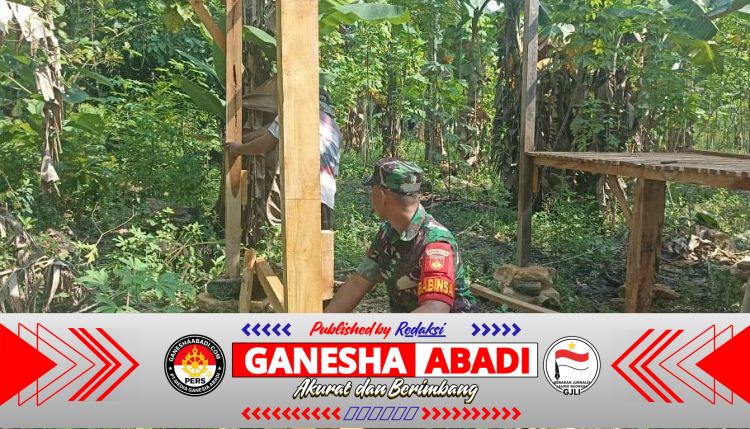 Semangat Gotong Royong, Babinsa Juwangi Bantu Warga Bangun Pondok Kebun
