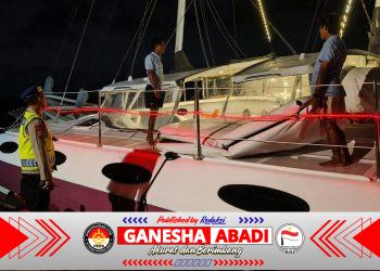 KAKIA KAMPIH Satpolairud Polresta Denpasar, Patroli Malam Perkuat Keamanan Kawasan Dermaga Serangan
