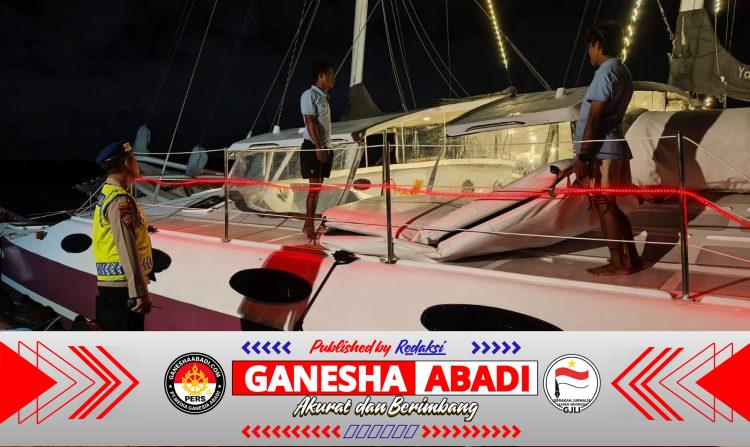 KAKIA KAMPIH Satpolairud Polresta Denpasar, Patroli Malam Perkuat Keamanan Kawasan Dermaga Serangan
