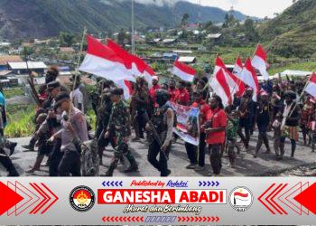Peringatan Hari Lahir Pancasila, 800 Warga Puncak Jaya Kirab Bendera 50 Meter