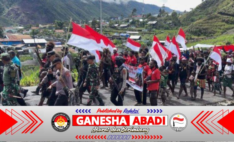 Peringatan Hari Lahir Pancasila, 800 Warga Puncak Jaya Kirab Bendera 50 Meter